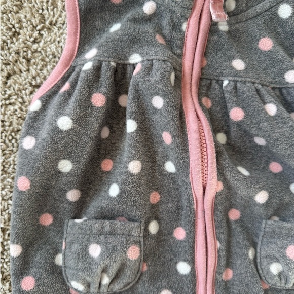 Carter’s Baby Girl Fleece Polka Dot Zip-Up Vest Fleece vest Pink- Size 12 Months - Picture 3 of 6